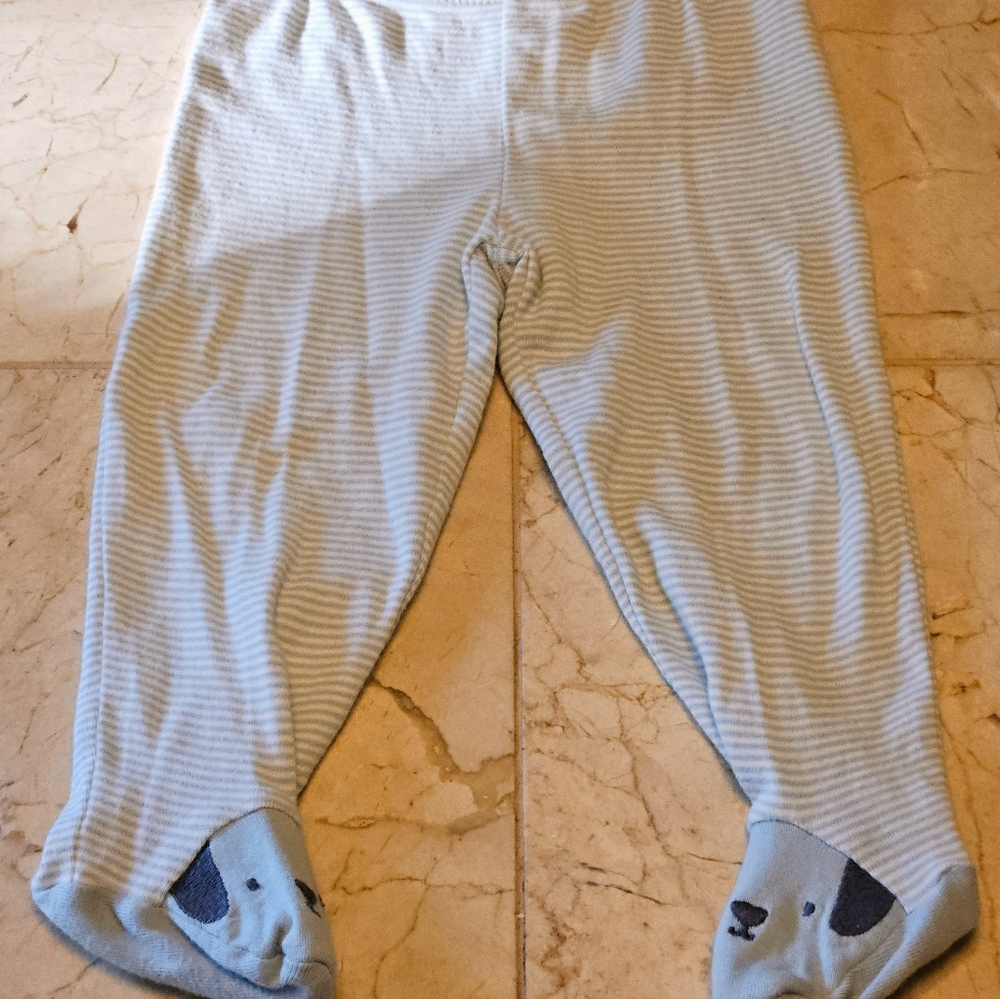 Carter's Unique Super Cute Dog Footie Pants Baby Blue Cotton Infant 9 Months